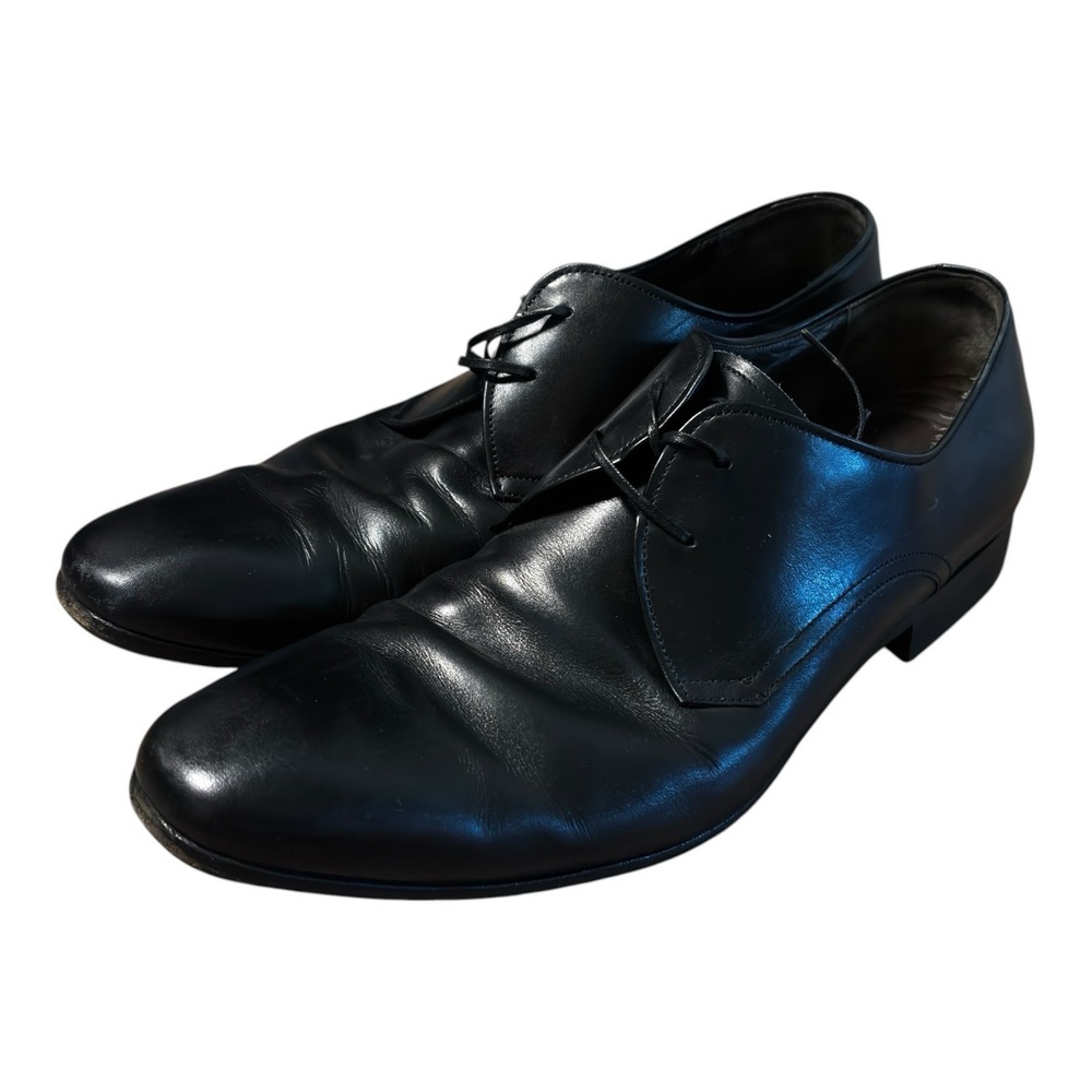 Salvatore Ferragamo Studio Black Leather Derby Lace Up Dress Shoes Mens 10.5
